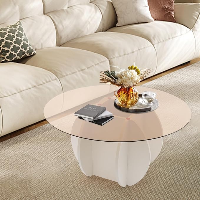 Round Glass Coffee Table for Living Room - Image 6