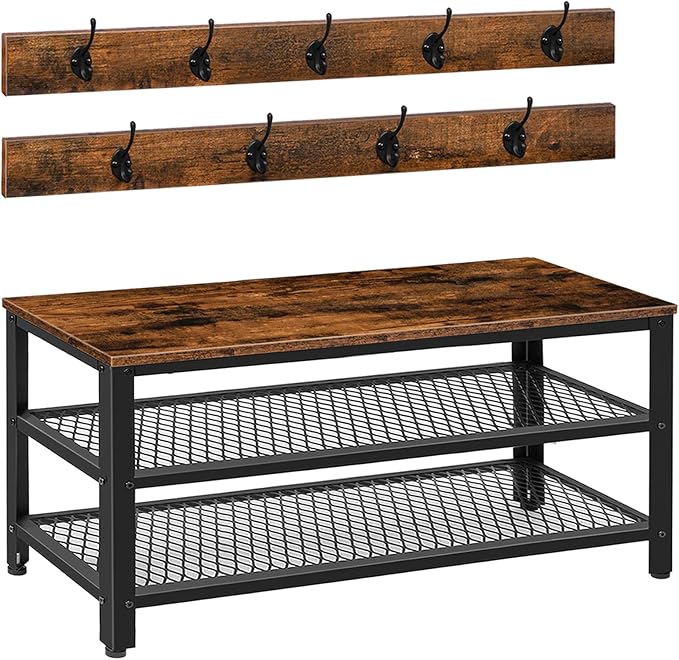 HOOBRO Hall Tree Entryway Storage Bench, Coat Rack Shoe Bench, Shoe Rack by HOOBRO