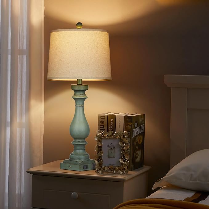 Cinkeda 29" Tall Table Lamp for Living Room Set of 2, Vintage Bedside - Image 5