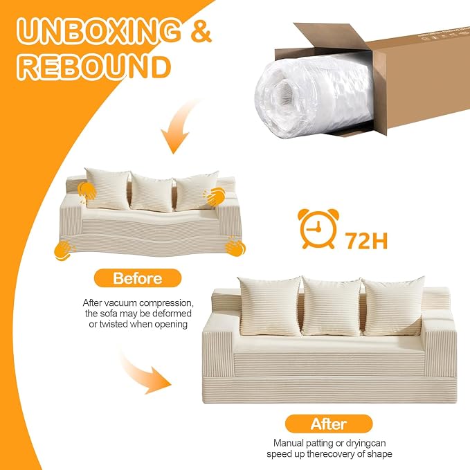 Erament Convertible Futon Sofa Bed Couch, Compression Boneless Floor Couch Sofa - Image 7