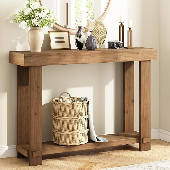 WINWYY Solid Wood Console Table, 42.5" Farmhouse Entryway Tables Thickened by WINWY