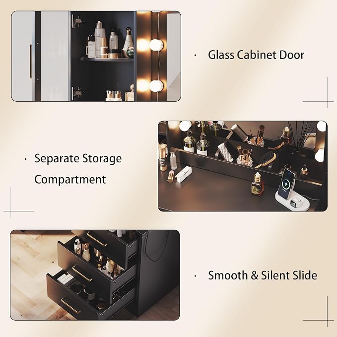 TOKSOM Makeup Vanity Desk with Mirror and Lights, Dressing Table Vanity Set - Image 6