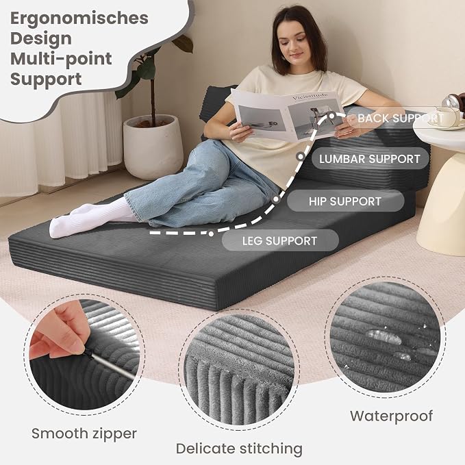 JUIKURY Folding Sofa Bed, Convertible Sleeper Chair - Image 3