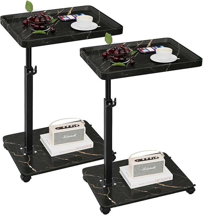 C Table End Table Adjustable Height, 360°Swivel TV Tray Table by Unknown