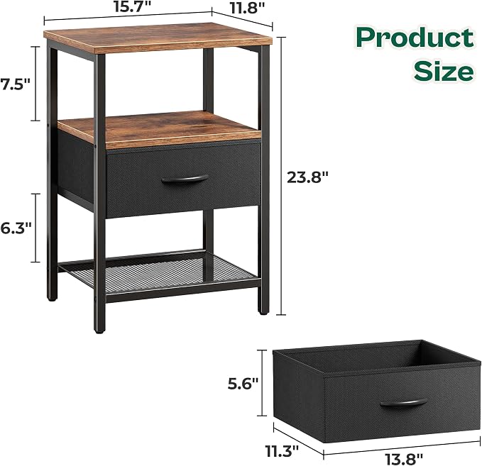 Huuger Nightstand Set of 2, Night Stand - Image 3
