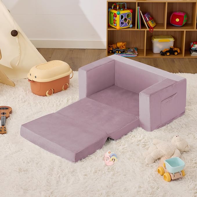 Kids Couch, 2-in-1 Toddler Chair Comfy 1-3 Years, Convertible Kids Chair - Image 7