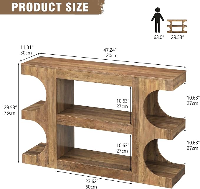 Tohomeor Console Tables for Entryway 47.24-Inch, Wooden Sofa Table Behind The - Image 2