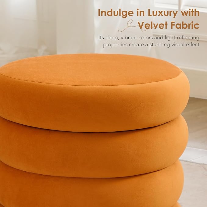 Flouki 19.5" Storage Ottoman Round, Vanity Stools - Image 4