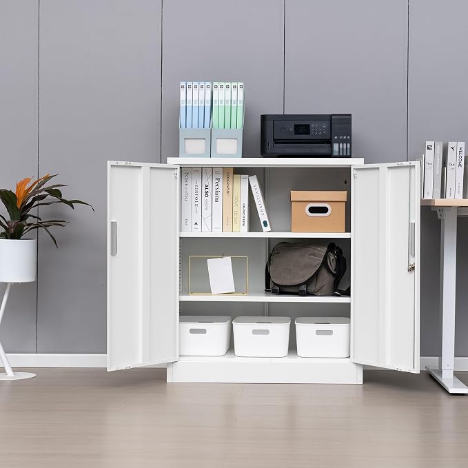 Wanfu Metal Storage Cabinet, Utility Room-White - Image 2
