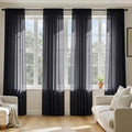 MIULEE Black Sheer Curtains 96 Inches Long, 4 Panels Set, Light Filtering by MIULEE