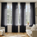 MIULEE Black Sheer Curtains 84 Inches Long, 4 Panels Set, Light Filtering by MIULEE