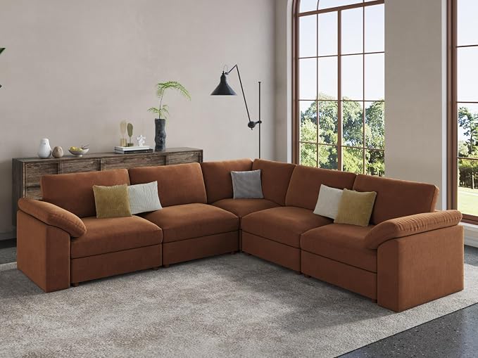 EASE MOOSE White Chenille Sectional Modular Sofa, Oversized L Shape Sectional - Image 3