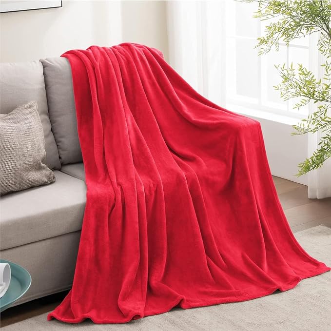 BEDELITE Fleece Blanket Twin Size Red Throw Blanket - Image 9
