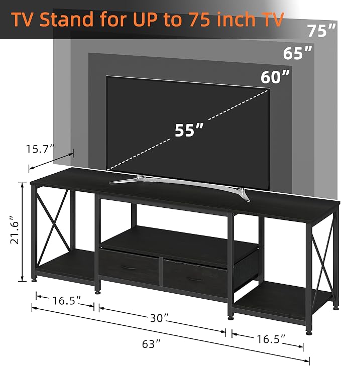 GYIIYUO TV Stand with Fabric Drawers - Image 2