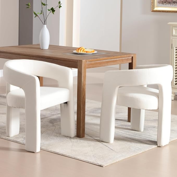 Modern Chenille Dining Chairs Set of 2, Upholstered Barrel Chairs - Image 7