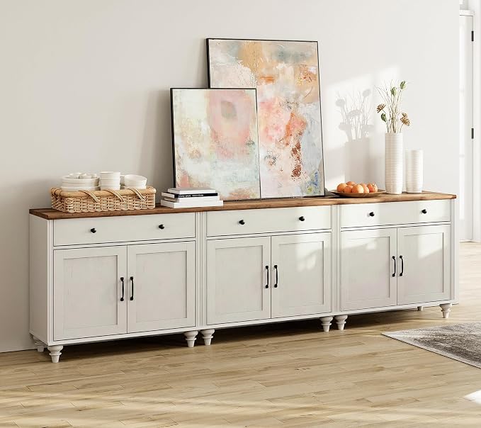 WAMAPT Buffet Cabinet with 6 Doors and 3 Drawers, Large Coffee Bar Table Wood - Image 3