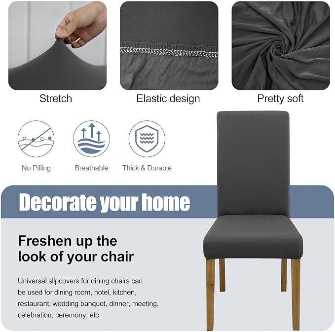 BIETYONE Stretch Dining Chair Covers Set of 4, Soft Removable Washable Kitchen - Image 3