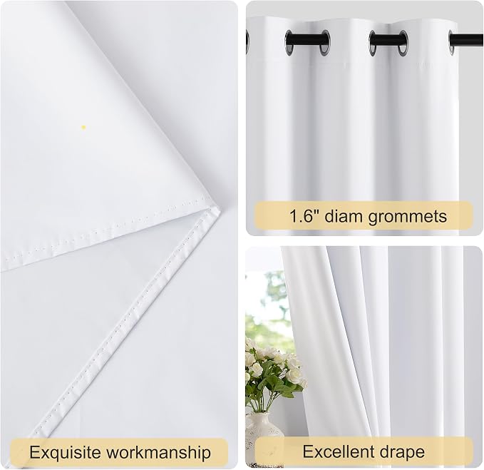 NICETOWN White Blackout Curtains 84 inches Long, Grommet 100% Blackout Window - Image 3