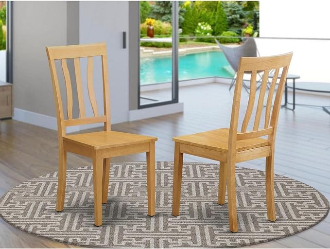 East West Furniture ANC-OAK-W Antique Dining Room Chairs - Image 4