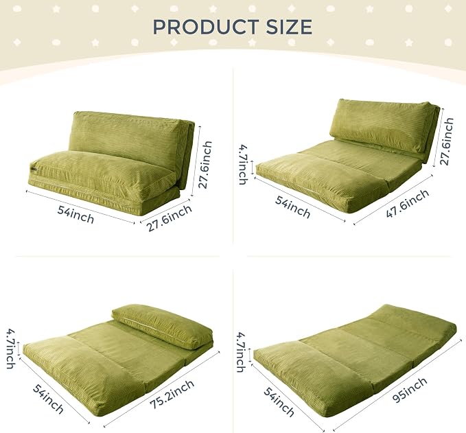 MAXYOYO Folding Sofa Bed, Extra Thick and Long Floor Sofa Convertible Sleeper - Image 2