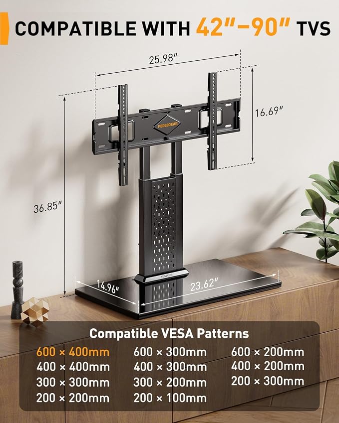 Perlegear Universal Swivel TV Stand - Image 5