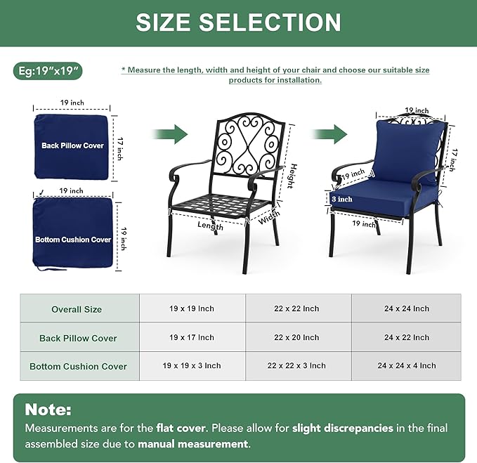 Summsun Outdoor Cushions for Patio Furniture 24 x 24 Inch, Double-Sided - Image 7