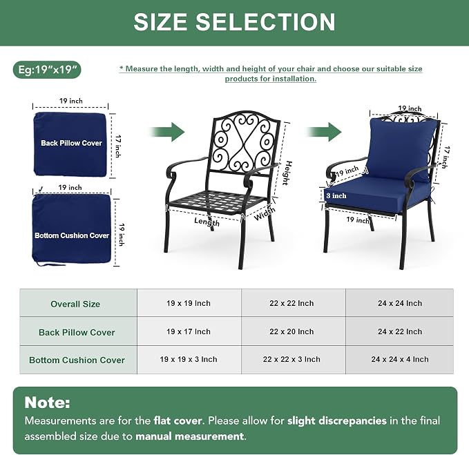 Summsun Outdoor Chair Cushions Set of 4, Waterproof Backrest and Deep Seat - Image 7