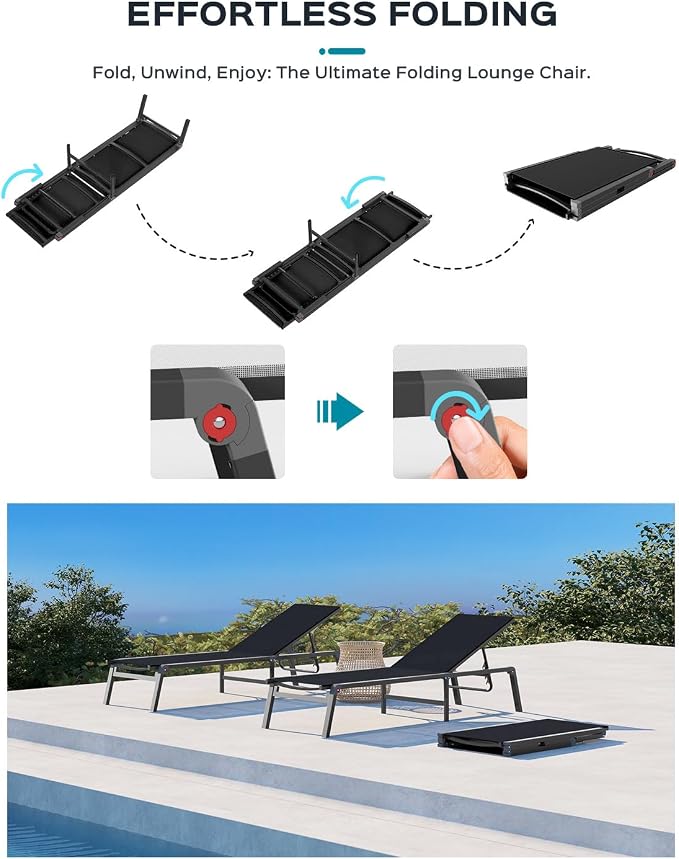 Patio Chaise Lounge Chair, Foldable Lounge Chair - Image 3