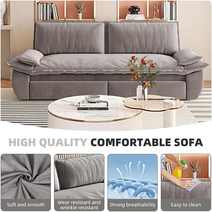 KEIKI 73.2" Queen Sleeper Couch, 3-in-1 Convertible Pull Out Sofa Bed - Image 5