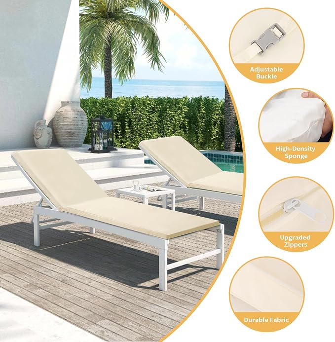 Outdoor Chaise Lounge Cushions for Patio, Lounge Chair Cushions, Waterproof - Image 3