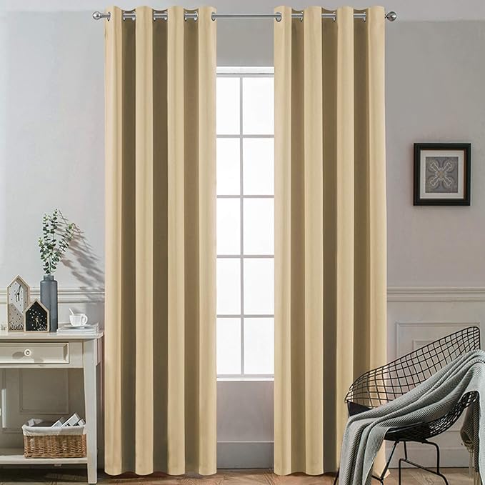 Yakamok Blackout Curtain Panels Themal Insulated Grommet Winow Curtains by Yakamok