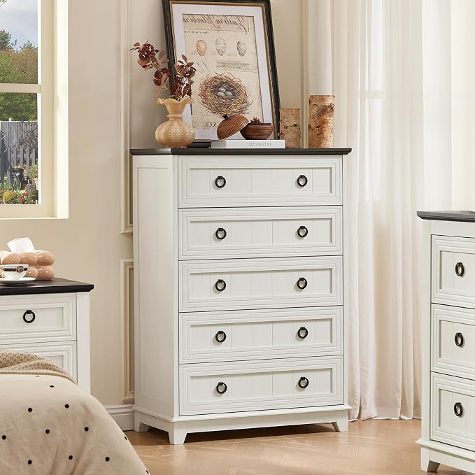 Joaxswe Farmhouse 5 Drawer Dresser - Image 3