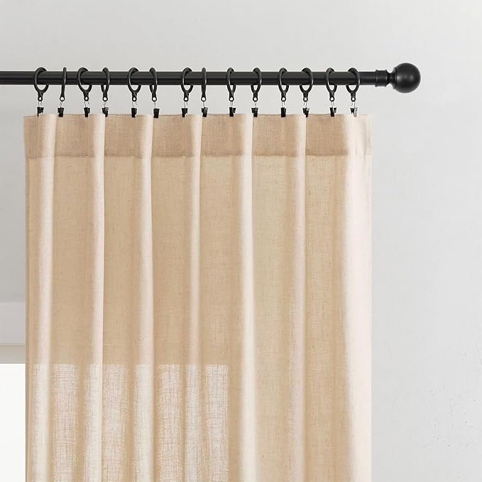 Joydeco Linen Curtains 90 Inch Length 2 Panel Sets, Light Filtering Curtains - Image 4