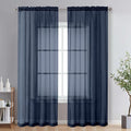 OVZME Navy Blue Sheer Curtains 78 Inches Long 2 Panels by OVZME