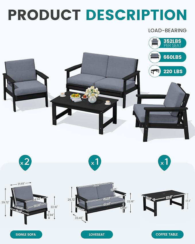 SERWALL HDPE Patio Furniture Set - Image 5