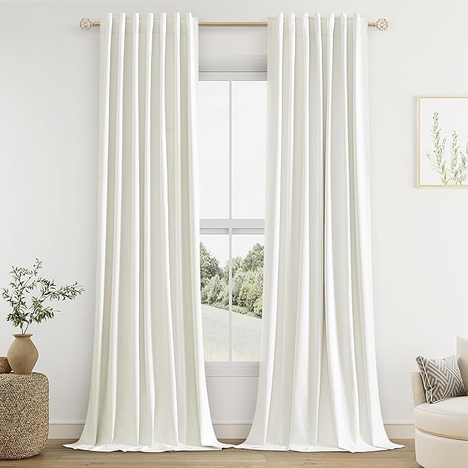 Guken Ivory 100% Blackout Curtains 132 Inch Length 2 Panels Set by Guken