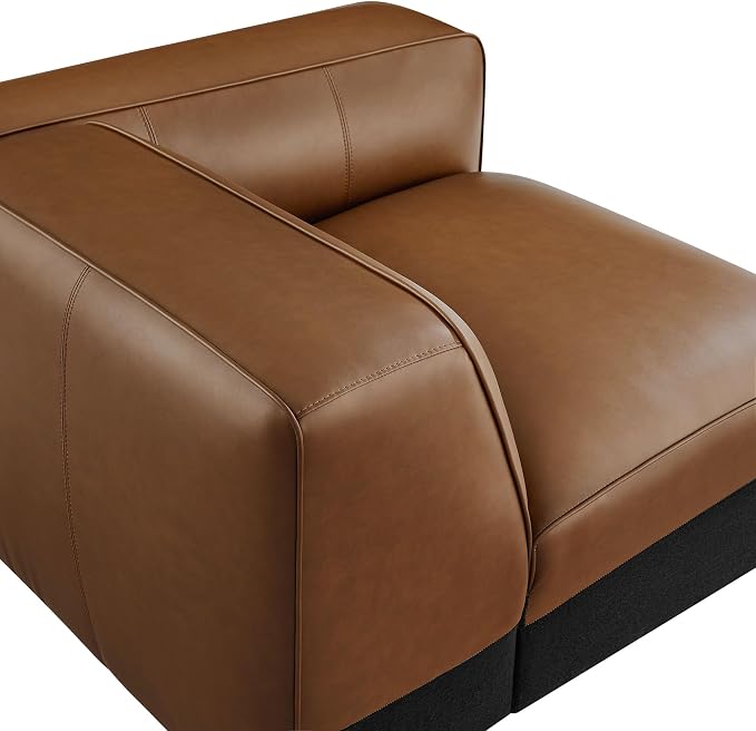 Modway Auren Vegan Leather Right Modular Armchair in Coffee - Image 9