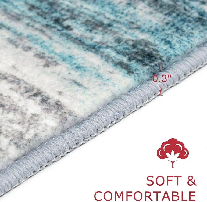 KOZYFLY Modern Abstract Hallway Runner Rug, 2.6x20 Washable Rug Runner Non-Slip - Image 2