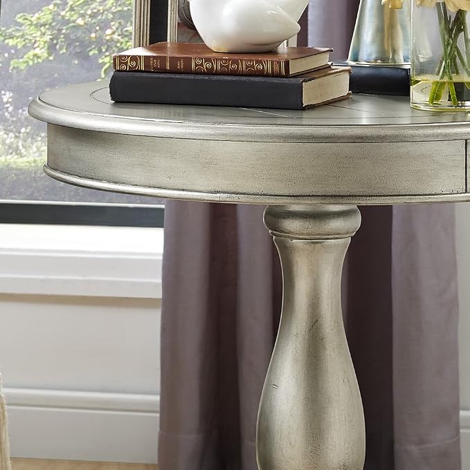 Roundhill Furniture Rene Contemporary Wood Pedestal Side Table - Image 7