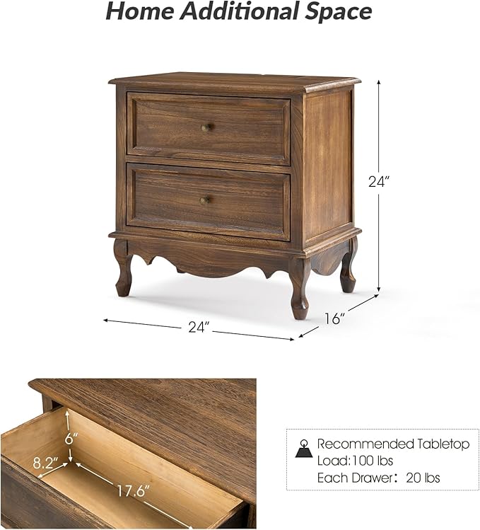 HULALA HOME Solid Wood End Tables Set of 2 - Image 2