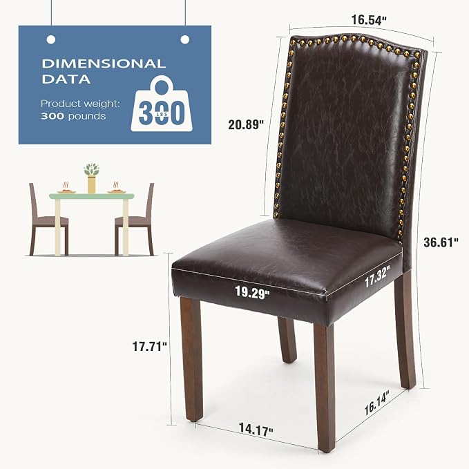 DUMOS Upholstered Dining Chairs，Set of 2 PU Leather Dining Room Kitchen Chair - Image 5
