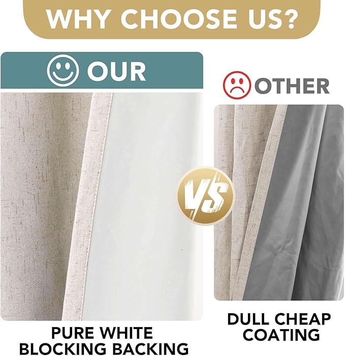 H.VERSAILTEX Linen 100% Blackout Curtains - Image 3