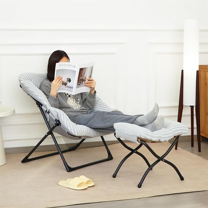 Comfy Saucer Chair for Adults, Soft Faux Fur Bedroom Chair, Accent Dorm Chairs - Image 4