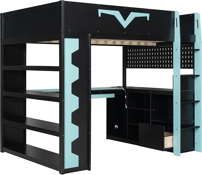 Full Size Gaming Loft Bed with Integrated Desk & RGB LED Lights, Pro-Gamer Bunk - Image 5