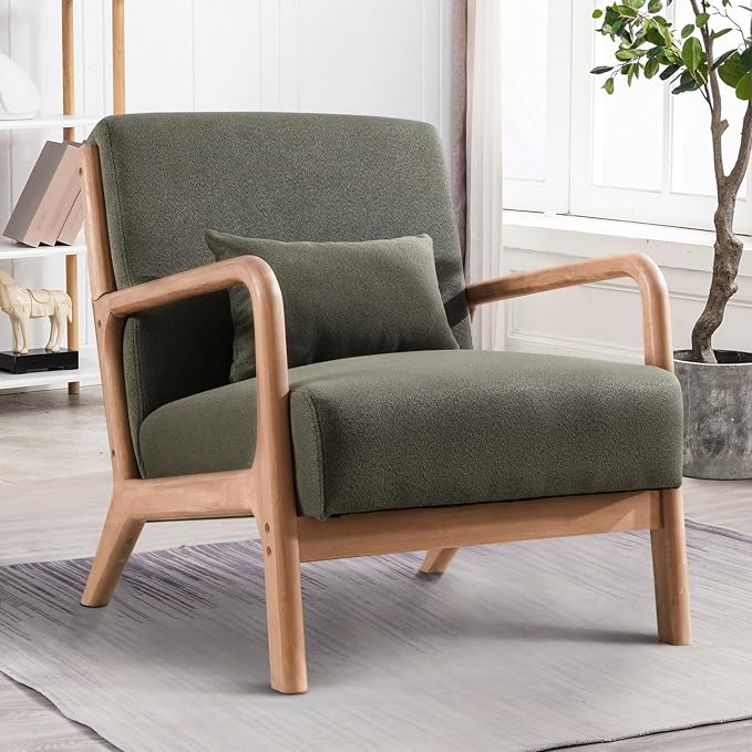 INZOY Mid-Century Modern Accent Chair Set of 2, Upholstered Living Room Chairs - Image 8