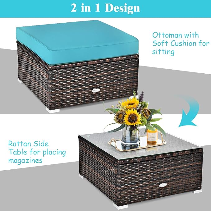 Tangkula 6 Pieces Wicker Patio Furniture Set, PE Rattan Outdoor Sectional - Image 6