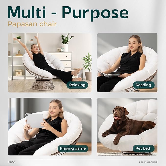 Bme 40" Ergonomic Wicker Papasan Chair - Image 6