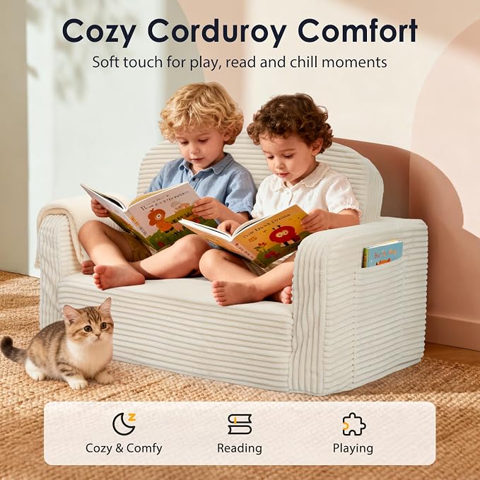 Foryoomi Extra Wide 2 in 1 Convertible Toddler Kids Couch - Image 3