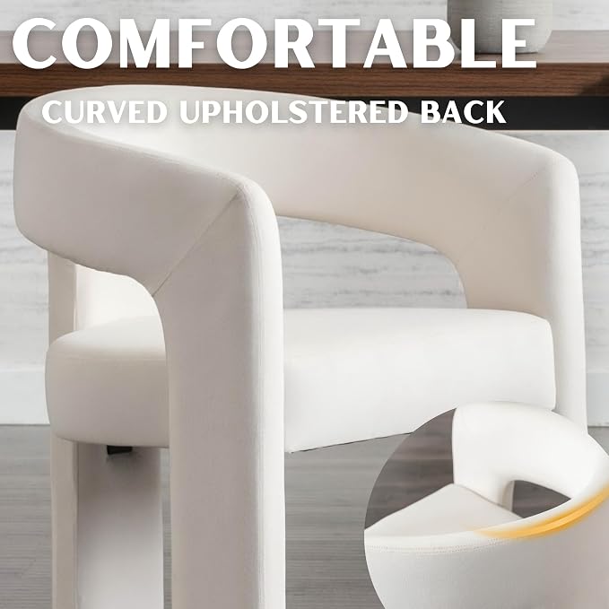 RIVOVA Modern Barrel Dining Chairs Set of 2, Velvet Upholstered Accent Side - Image 4
