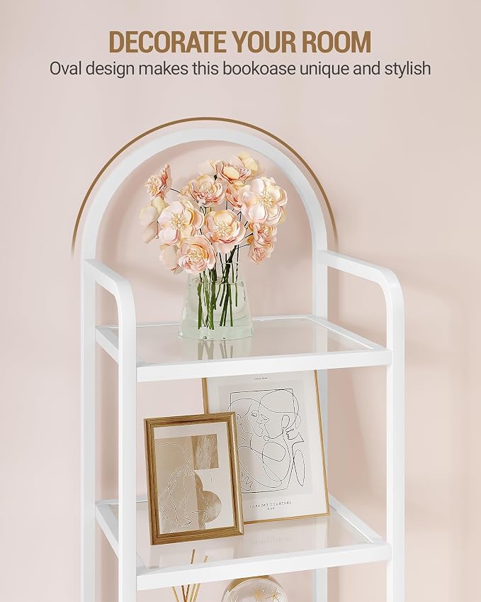 Hzuaneri Bookcase Bookshelf, Tempered Glass Bookshelves, Slim Shelving Unit - Image 4